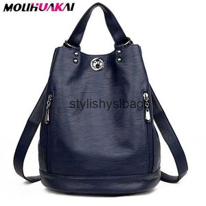 Backpack Style Shoulder Bags Genuine Leather Handbags Multifunction Casual Tote Bag Bagpack Mochilas For Women Ladies Hand Bolsas H240328