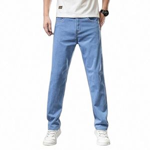 2022 Spring Summer Men's Busin Straight Loose Fit Fit Geans عالية الجودة على الطراز الكلاسيكي Fi Denim Pants Q4RM#