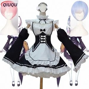 Anime Re: zero Kara Hajimeru Isekai Seikatsu Life In a Different World Ram Rem Cosplay Perucas Maid Dr Halen Costume v05R #