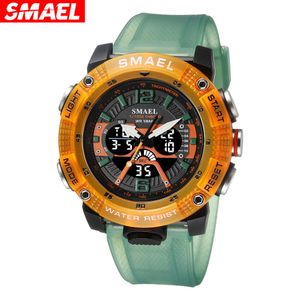 Smael Dual Display Waterproof Sports Transparent White Trend Outdoor Student Digital Electronic Watch 8058