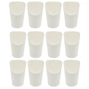 Disposable Cups Straws 50 Pcs Chip Cup Ice Cream Fries Mini Containers Oblique Paper Takeaway Kraft Buffet