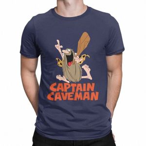 Captain Caveman Cavey T Shirt Men Cott humoristiska T-shirts Rund krage 1980-talets kartobäroskjorta Kort ärmkläder tryckt Q9Z0#