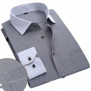 Kvalitetsmärke Camisa Masculina LG Sleeve Shirt Men Slim Fit Design Formal Casual Male Dr Shirts Brand Soft bekväm F0JQ#