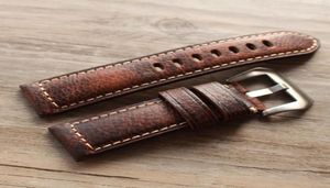 2019 Ny design Retro Leather WatchBands Version Classic Men039s Watch Band 20 22 24 26mm för Panerai Strap High Quality Wristb3389261