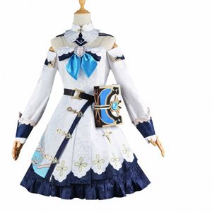 Oyun Genshin Etkisi Barbara Halen Partisi Cosplay Cosplay Kostümleri Prens Dres Lolita Hizmetçi Kıyafet Peruk Takım Anime üniforma P3Y8#