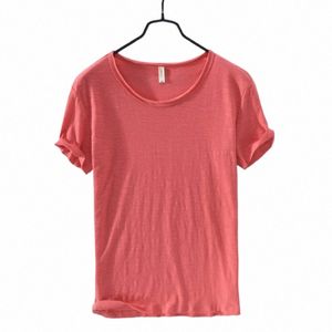 Summer Pure Cott T-shirt för män o-hals Solid Color Casual Thin T Shirt Basic Tees Plus Size Male Short Sleeve Tops Clothing S7S4#