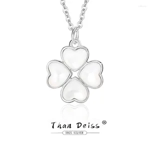 Chains S925 Silver Natural White Mother-of-pearl Great Love Clover Necklace Women Simple Comfortable 45cm Chain Delicate Design Jewelry