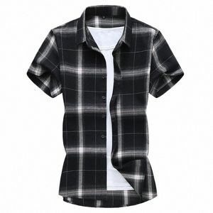 7xl 6XL 5XL Plus Size Mens Casual Fi Camisa de Manga Curta Clássico Xadrez Masculino Dr Camisas de Alta Qualidade Nova Marca Camisas Dos Homens i4fr #