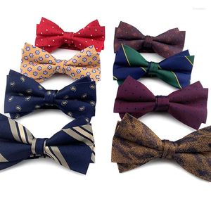 Bow Ties 12 6CM Fashion Classic Striped Floral Dot Polyester Bowtie For Man Groom Suit Banquet Business Wedding Neckties Graduation Gift