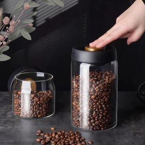 収納ボトルシールされたクリエイティブボトル透明な穀物食品真空豆タンクガラスコンテナティージャーコーヒー