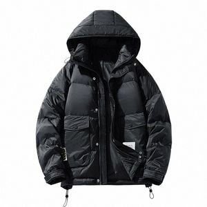 Ueteey 2023 Ny vinterjacka män 80 Vit duck ner varm tjock fast huva manliga parkor fi utomhus casual mens puffer coat b1d6#