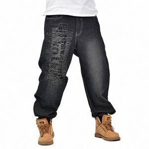 Baggy Jeans Uomo Pantaloni denim larghi Jeans streetwear Hip Hop Pantaloni casual da skateboard per uomo Pantaloni taglie forti Nero S94 70f5 #