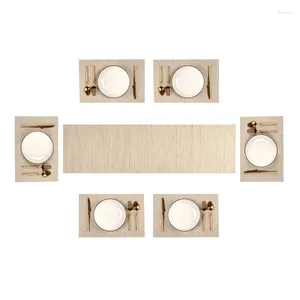 Tovagliette 7 pezzi / set tovaglietta in tinta unita da pranzo pastiglie termoisolanti in PVC per la casa impermeabile Costers set accessori da cucina