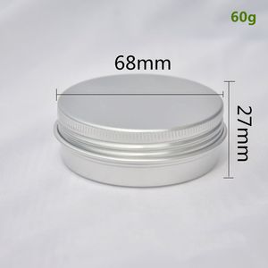 2 oz/60ml Metal Round Silver Cosmetic Tins Aluminum Empty Candles Cans Storage Jars with Screw Lids For Lip Balm Spices