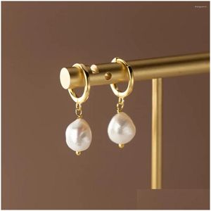 Dangle Chandelier Earrings Genuine 925 Sterling Sier Retro French Pearl Series Irregar Baroque Pearls Short Drop Fine Jewelry For Wome Otlw1