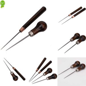 2024 2Pcs Solid Wood Handle Drillable Awl Leather Craft Cloth Professional Stitching Sewing Repair Tools