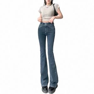 Zoenova Neue Damen Hohe Taille Slim Sommer Dr Blau Grau Mehr als ein Taschenhufeisen Vintage Ganzkörperhose Slim Jeans q7GV #