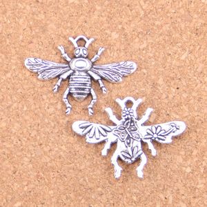 46pcs Antique Silver Plated Bronze Plated bee honey Charms Pendant DIY Necklace Bracelet Bangle Findings 32 24mm3265