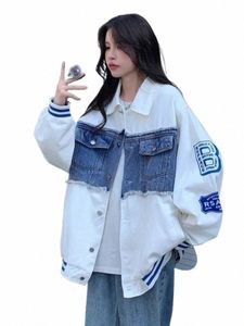 JMPRS Streetwear American Style Denim Coats Patchwork Vintage Designade lösa kvinnliga jeans Y2K 90S JAPLE NY 94OQ#