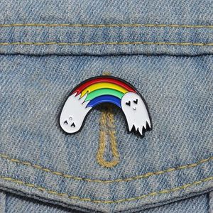 Rainbow Ghost Enamel Pins Custom Halloween Cute Ghost Brooches Lapel Badges Funny Jewelry Gift for Kids Friends