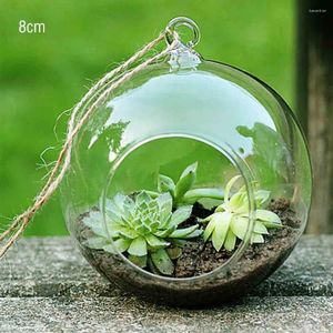 Vaser hängande glas boll trädgård dekoration platt botten blomma inomhus prydnad växt krukor tealights terrarium