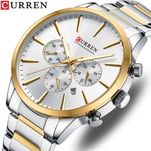 Curren/Carren 8435 Men's Steel Band Six Needle Timing Quartz Calendar 24 Hour Indicator Watch