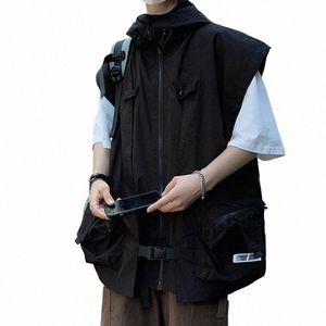 戦術的ベスト男性フード付きミリタリー服のテックウェアビッグポケットカーゴコート