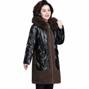 new Middle-aged Women Down Jacket Lg Winter Jacket Natural Fur Collar Hooded Parka Overcoat Fi 90% White Duck Down Coat p1OC#