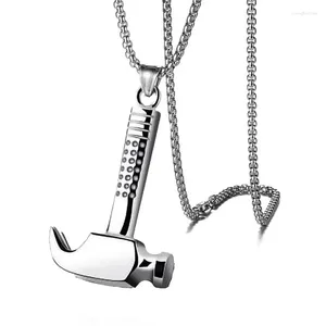 Chains Silver Color Hammer Shape Presents&Necklace For Men Women Jewelry Necklaces Stainless Steel Alloy Punk Necklace