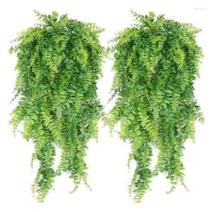 Decorative Flowers Artificial Persian Fern Leaves Vines Home Garden Room Decor Hanging Fake Plants Leaf Grass Wedding Party Wall Decoration