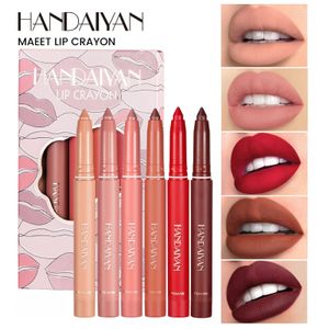 6PC/zestaw Handaiyan Lip Liner Seksowna różowa matowa szminka Crayon Crayon Ołówek ostrzał Długotrwałe kosmetyki makijażu 240323