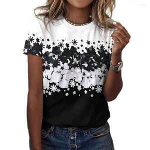 Women's T Shirts Women Floral Print Top Summer Tunic Tops Casual Streetwear Fashion Tees Oversized Pullover For A Stylish