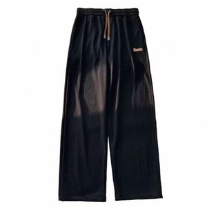 ins Fi estate sottile casuale di seta del ghiaccio pantaloni a gamba dritta oversize allentato versatile uomo coreano pantaloni a gamba larga ragazzi streetwear P1Kt #