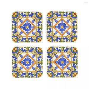 Bordmattor Citrus siciliansk Summer Decor Wasters Kök Placemats Isolering Cup Coffee For Home Table Seary Pads Set av 4