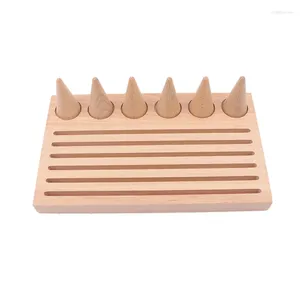 Jewelry Pouches Natural Wood Finger Ring Stand Display Holder Showcase Bracelets Tray