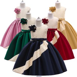 Doce Azul Marinho Verde Ouro Vinho Jóia Vestidos de Aniversário/Festa para Meninas Vestidos de Concurso de Meninas Vestidos de Flor para Meninas Saias do Dia a Dia Roupas Infantis SZ 2-10 D328246