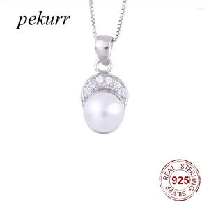 Подвески Pekurr из стерлингового серебра 925 пробы с кристаллами Луны, натуральный пресноводный жемчуг, ожерелья для женщин, мини-свадебные модные украшения