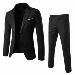 career Man Suit Jacket Set Turn-down Collar Slim Men's Blazer Costumes Autumn Korean Solid Elegant Career Wedding Male Outfit n7qD#