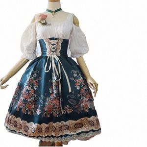 الصيف Cosplay Maid Court Dr Lolita Dr Women Dr Retro Lace Medieval Gothic for Girls Palace Costume S-XXXL P4II#