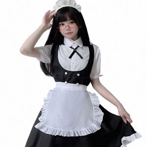 Cosplay Plus Size Cosplay All Night Cosplay Czarno -biała pokojówka Anime Postacie Eleganckie Lolita Dr 5piece Disfraz Z11f#