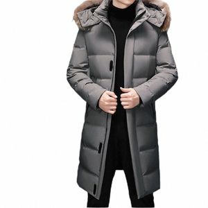 2023 novos homens jaqueta de inverno grosso inverno comprimento 90% para baixo jaqueta chapéu de pele à prova de vento à prova de chuva inverno trench coat 123 casacos c26v #