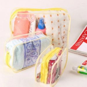 Depolama Çantaları Şeffaf Su Geçirmez PVC Yıkama Çanta Kadınlar için Zip Torbası Açık Makyaj Kozmetik Tuvalet 3 PCS