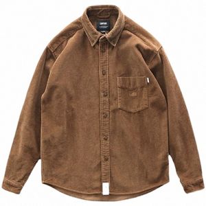 men's Autumn Winter Corduroy Shirt Workwear Stylish Baggy Designer Clothing Vintage Fi Luxury Cargo Lg Sleeves Outerwear i6ni#