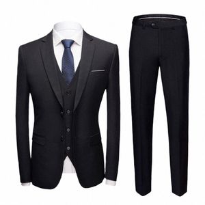 Great Men garnitur kieszenie Slim Fit Suit Separates 3 -częściowy zestaw formalny w rozmiarze Plus Size for Groom R6HM#