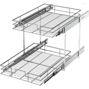 Haken, 2 Etagen, individueller ausziehbarer Schrank-Organizer, 35,6 cm B x 53,3 cm T, Schieberegale für Küchenaufbewahrung