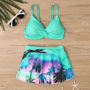 Women's Swimwear Summer Sexy Bikini Halter Skirt Pants Two Piece Womens Swimwear Comfortable Sports Pool Resort Print Swimwear S-5XL T240328