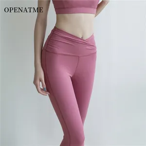 Yoga-Outfits Frauen Aktiv tragen Sport-Leggings hohe Taille Hosen Ladies Pilates Training dehnbar rosafarben