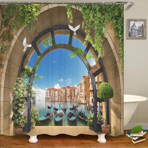 Shower Curtains Window Scenery Bathroom Decoration Curtain Country Beautiful Landscape Printing Home With Hook