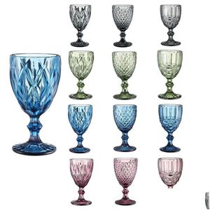 Wine Glasses Vintage Cocktail Glass Cups Golden Edge Mti Colored Glasre Party Green Blue Purple Pink Goblets 10Oz Fy5509 Drop Delivery Dhhlk