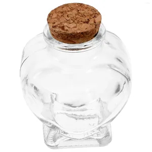 Vasos de vidro em forma de coração garrafa terrário recipientes deriva desejando jar frascos garrafas adorno com tampa em miniatura de cortiça presente